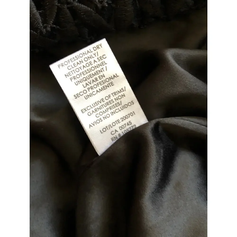 Kay Unger New York Tatum Dress Lace Overlay Short Sleeve Midi Black Size 10